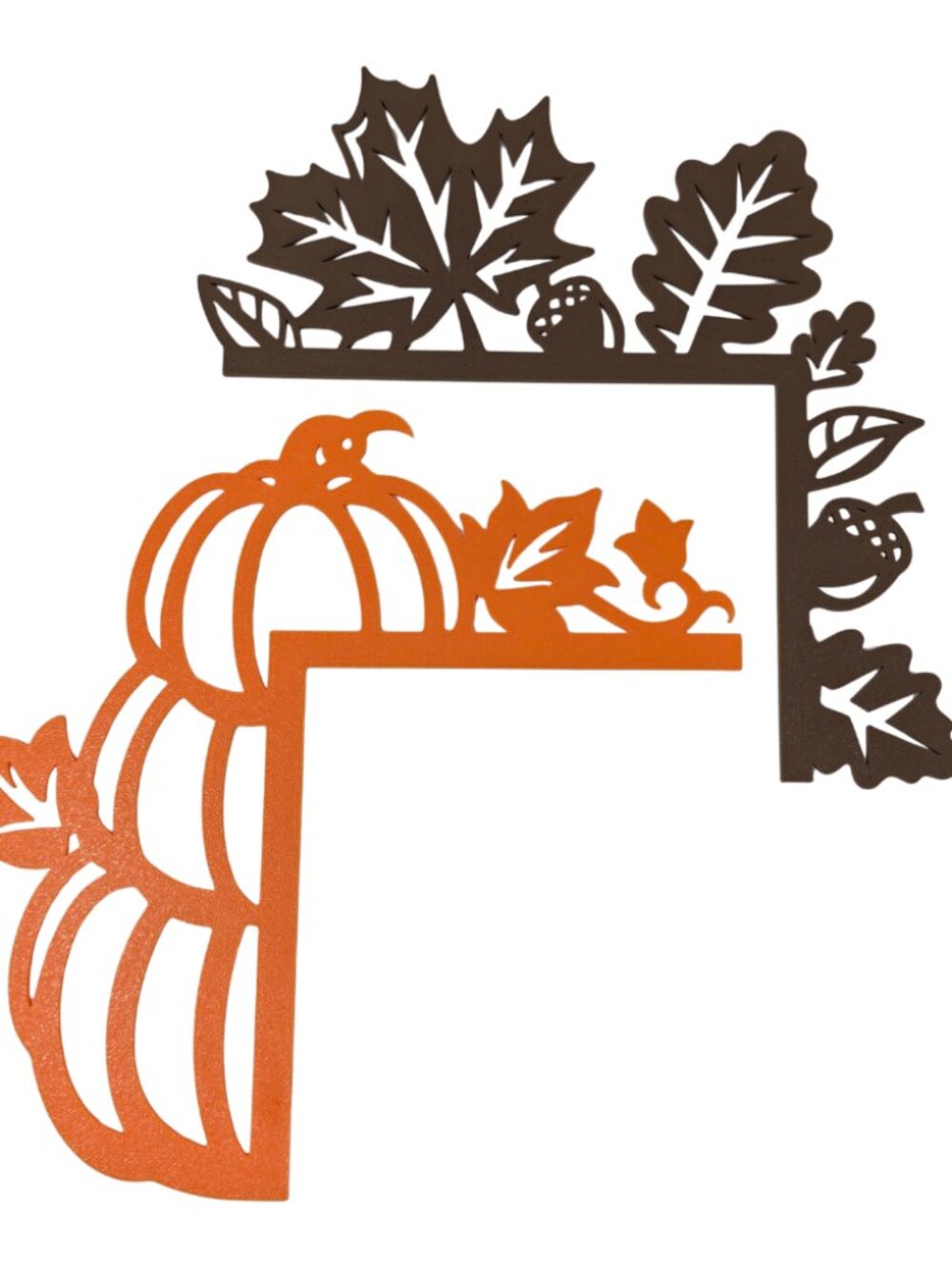 New 3D Printed 9" Fall Leaves Orange Pumpkin 2 Door Corners Thanksgiving Decor